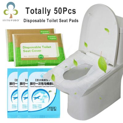 ▥✥♨ 50Pcs Disposable Toilet Seat Cover Mat 100 Waterproof Paper Plastic Toilet Seat Pad Travel Camping Bathroom Accessiories GYH