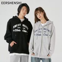 EERSHENSHI ชุดกีฬาลำลองสำหรับผู้ชายเสื้อกีฬาคอกลมหลวมและสองชุดสไตล์เพรพพี้แจ็คเก็ตกันลมได้ทั้งชายและหญิง