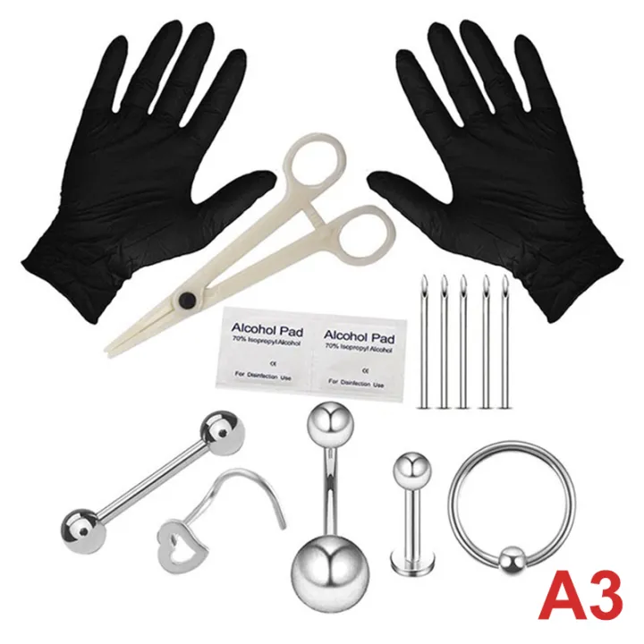 Kelee Body Piercing Kit With Needle Pack Nose Septum Belly Button ...