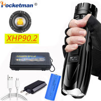 High Power XHP90.2 LED Flashlight XHP50 Tactical Torch Zoomable USB Rechargeable Flashlamp Hand Lamp Use 26650 18650 Battery