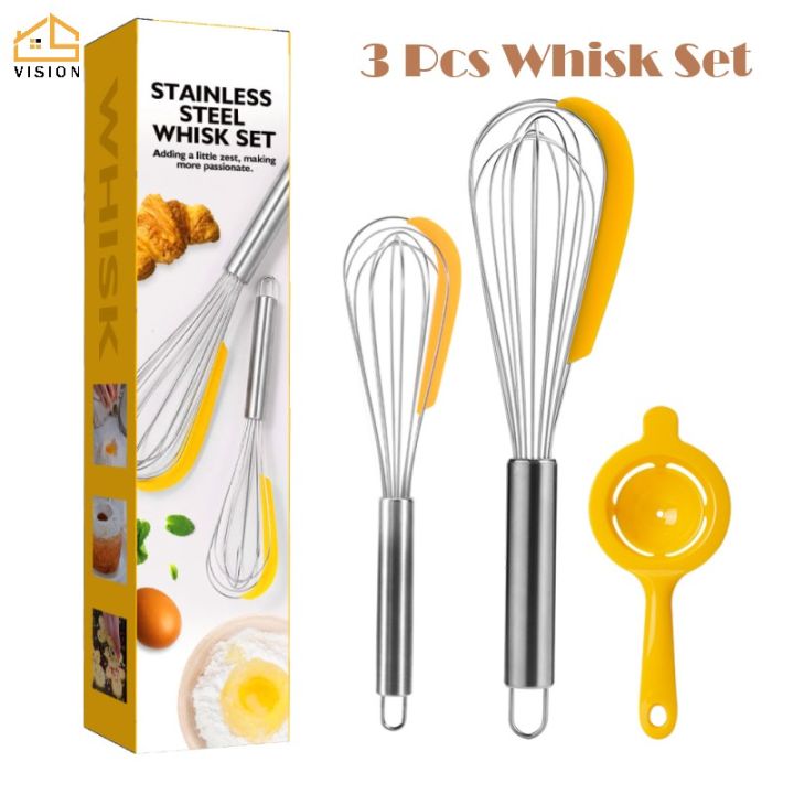 3pcs Stainless Steel Hand-held Egg Beater, Multi Purpose Cream & Egg White  Whisk, Kitchen Baking Tool