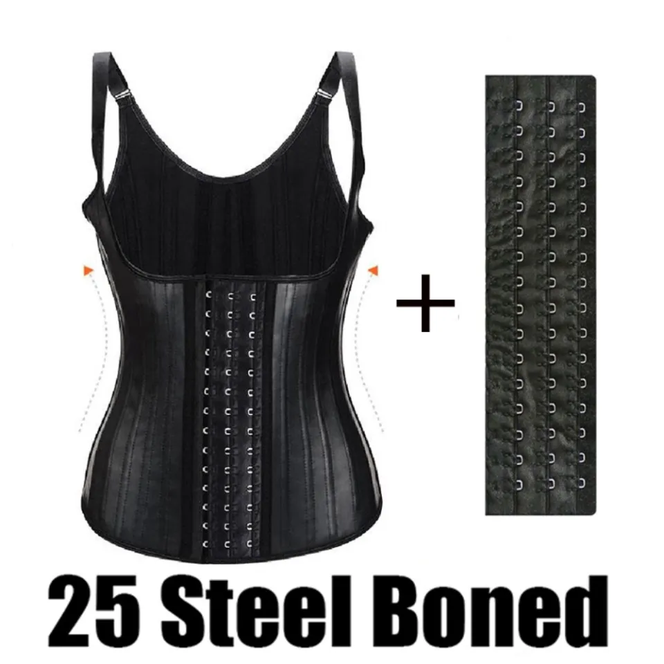 25 Steel Boned Slimming Corset Workout Girdle Vest Latex Women Body Hook  Adjustable Waist Trainer