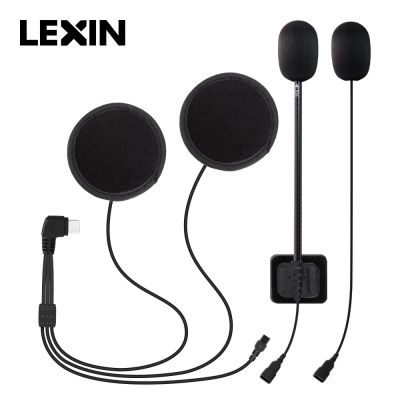 Lexin ชุดหูฟังและชุดที่หนีบลำโพงต่อสัญญาณมอเตอร์ไซค์,ปลั๊กหัวเสียบอินเตอร์คอมแบบ Interphone แบบ Type-C สำหรับ B4FM-X