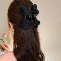 [COD] Fabric bowknot hair clip back of the head dish catch shark fashion temperament accessories simple headdress female