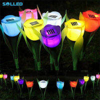 SOLLED 6ชิ้น Led ดอกทิวลิปดอกไม้ไฟกลางแจ้งพลังงานแสงอาทิตย์ Ip54กันน้ำที่มีสีสันโคมไฟสำหรับสวนลานลาน