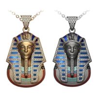 Punk Silver Gold Color Ancient Egypt King Tut Pharaoh Pendant Necklace Zircon Cuban Chain Mens Hip Hop Fashion Chain Necklaces