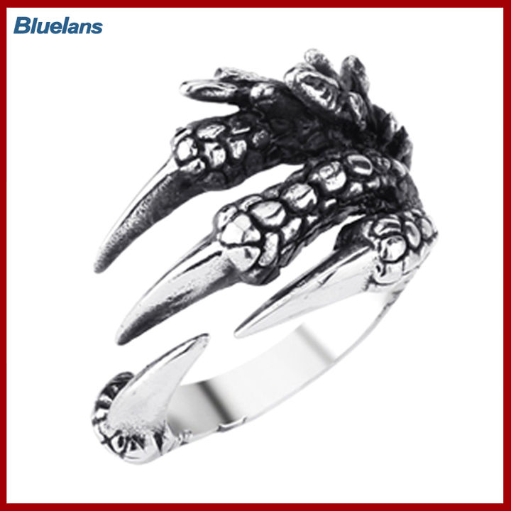 Bluelans®Unisex แฟชั่นเหล็กไทเทเนียมกรงเล็บมังกรเครื่องประดับแหวนเปิดนิ้วของขวัญเสน่ห์