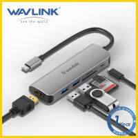 Wavlink USB C Hub 6-in-1 USB Adapter Splitter พร้อม 2 USB3.0, 4K HDMI, SD/microSD Card Reader Multi-Port Adapter Docking Station สำหรับ Windows และ Mac สำหรับ iPad Pro/MacBook/อุปกรณ์ Type C แหล่งจ่ายไฟ 65W