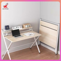 Computer Desk Office Table โต๊ะทำงาน พร้อมชั้นวางของ ไม่ต้องประกอบ โต๊ะพับ โต๊ะคอมพิวเตอร์ โต๊ะคอม โครงเหล็ก กันสนิม มีกระดานแยกชั้น