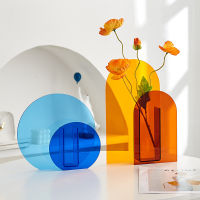 Rainbow Color Acrylic Vases Floral Container Decorative Wedding Party Nordic Office Desktop boho home decor Art Geometric Vases