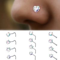 4PCS Surgical Steel Heart Nose Ring Stud Pack Real Star L Shape Nose Piercing Stud Set Square Nose Rings Set Piercing Nariz Lote Body jewellery