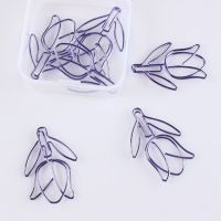 12Pcs Purple Flower Tulip Paper Clips Bookmark Planner Cute Bookmarks for Book Binder Clip Kawaii Stationery School Supplies