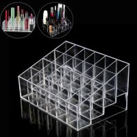 [NEW] Clear 24 Grid Lipstick Stand Case Makeup Organizer Storage Box Lipstick Display Stand Holder Cosmetic Jewelry Organizer Box