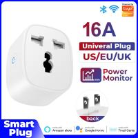 Tuya WIFI Smart Socket Multi-function Plug With Power Monitor US EU Gauge Plug Converter Remote Voice Control Mobile Phone Timin Ratchets Sockets