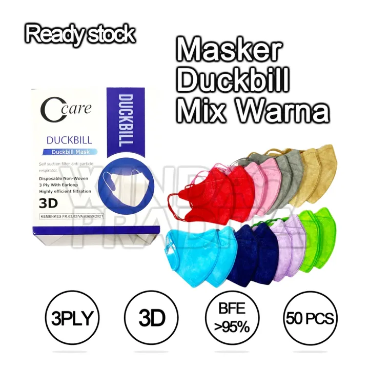 Masker Duckbill Duckbil 50 Pcs Warna Mix 1box C Care | Lazada Indonesia