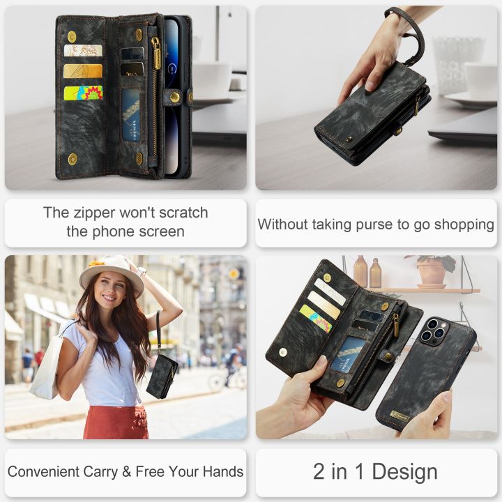 shine-electron-เคสโทรศัพท์แบบกระเป๋าสตางค์มีซิปแม่เหล็กที่ถอดออกได้สำหรับ-iphone-13-12-mini-14-11-pro-xs-max-xr-x-7-8-plus-ปกหนังฝาพับกระเป๋าเก็บบัตร