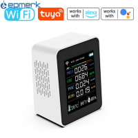 [electronicshop]Tuya W-Ifi แบบพกพา Air คุณภาพ7in1 PM2.5 CO2 TVOC HCHO AQI อุณหภูมิความชื้นจอแสดงผล TFT ขนาด2.8นิ้วเครื่องตรวจจับคาร์บอนไดออกไซด์รองรับโทรศัพท์มือถือ APP ควบคุมฟังก์ชันปฏิทิน