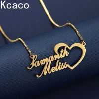 Customized 2 Names Necklace with Heart Personalized Stainless Steel New in Necklace with Box Chain Couple Jewelry for Women Gift