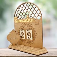 Wooden 2023 Ramadan Countdown Calendar Creative DIY Eid Mubarak Desk Decor Ramadan Calendar Durable Hollow Out Ornament MU8669