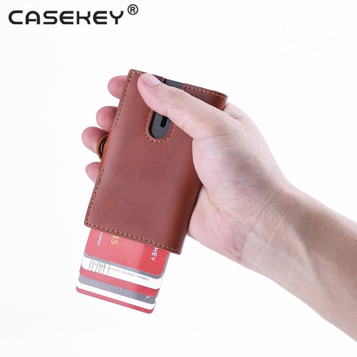 jh-genuine-leather-rfid-credit-card-holder-men-blocking-sliding-wallet-card-holder-purse-carbon-fiber-slimjack-jackster-wallet
