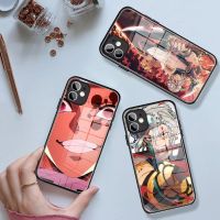 For IPhone Demon Slayer Uzui Tengen Phone Case Tempered Glass for IPhone 13 11 12 Pro XR XS MAX 8 X 7 Plus SE13 Pro Mini Covers