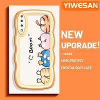 YIWESAN เคสสำหรับ Samsung A7 2018 การ์ตูนเทพนิยายสัตว์ตูดอ้วนน่ารักสีสวยน่ารักคลื่นสีสันสดใสเส้นขอบป้องกันซิลิโคนโปร่งใสเรียบเคสโทรศัพท์แบบใส