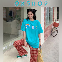 QXshop ✨เสื้อยืดคอกลม สกรีนลายน้องกระต่ายสีขาว ? ทั้งด้านหน้าและด้านหลัง คิ้วท์สุดๆ ??