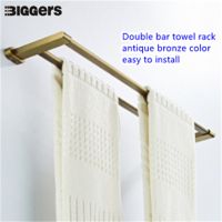 BIGGERS ทองเหลืองทองเหลืองสีทองโบราณอุปกรณ์ห้องน้ำสไตล์คลาสสิกชั้นวางผ้าเช็ดตัวความยาว 57 ซม.ชั้นวางผ้าเช็ดตัวสองบาร์ r