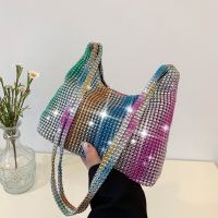 【Lanse store】Fashion Rhinestone Shiny Handbag for Women Evening Clutch Tote Bags Designer Party Wedding Purses Female Underarm Shoulder Bag