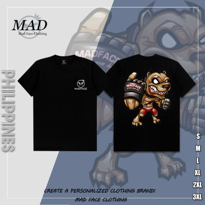 MADFACE Clothing t shirt- Bully Dog 11 - เสื้อยืดผู้ชายคอกลมผ้าฝ้าย unisex สีดำ เสื้อเชิ้ตสีขาว