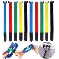 10Pcs Reusable Hook Loop Nylon Reverse Straps Colored Fastening Tape Self Adhesive Cable Ties Wrap Bundle Fixed Ties Cable Management