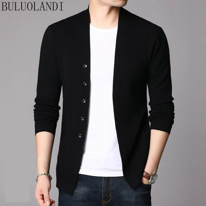 BULUOLANDI Men Cardigans Men Autumn Winter New Solid Color knitting