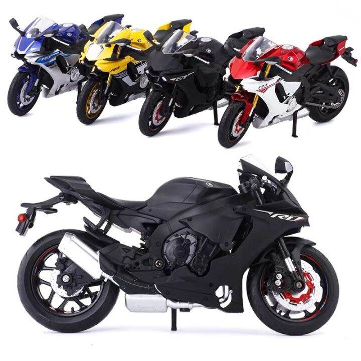 1-12การจำลองแข่งรถจักรยานยนต์-yzfr1-yzf-r1ยามาฮ่าโมเดลมอเตอร์ไซค์อัลลอยโช้คอัพของเล่นแบบชุดสะสมของขวัญเด็กรถยนต์