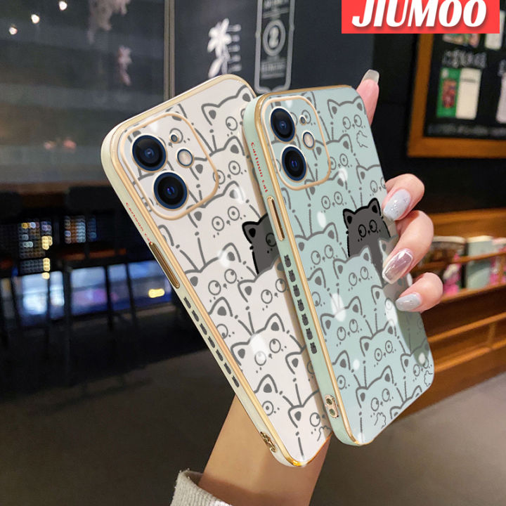 เคส-jiumoo-สำหรับ-vivo-v25-5g-v25-pro-5g-v25e-x80-lite-s15-pro-5g-เคสการ์ตูนแมวน่ารักแฟชั่นใหม่เคสมือถือชุบด้านข้างขอบสี่เหลี่ยมซิลิโคนกันกระแทกฝาปิดเลนส์เต็มรูปแบบเคสป้องกันกล้อง