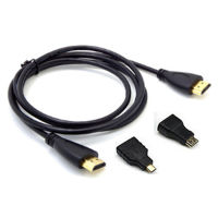 สายเคเบิลอะแดปเตอร์แปลง V1.4จาก HDMI เป็น Mini &amp; Micro HDMI 3ใน1สีดำ1ม