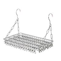 Balcony Folding Shoe Drying Rack Clothes Airer Stainless Steel Laundry Towel Storage 36/100 Hook Clips