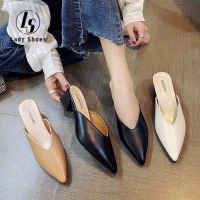 ✘ Plus Size High block 35-43 yards large size womens 41 Mueller slippers women wearing half-hold single 42 Korean thick Baotou half slippers