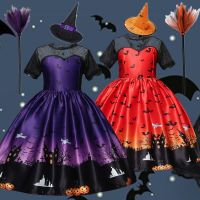 Halloween Girl Witch Dress Carnival Party Toddler Kids Bat Costume Princess Vampirina Dress Up Children Vampire Pumpkin Clothing