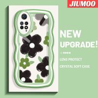 เคส JIUMOO สำหรับ Xiaomi Redmi Note 11 Pro 5G Note 11e Pro เคสแฟชั่นลายดอกไม้สีดำครีมน่ารักขอบเคสโทรศัพท์แบบใสเคสนิ่มโปร่งใสซิลิโคนกล่องกันกระแทกป้องกันเลนส์กล้อง