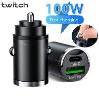 Twitch 100W Mini USB C Car Charger PD QC3.0 Fast Charging Adapter for iPhone 14 Pro Sumsung iPad Macbook Huawei Phone Cargador Car Chargers