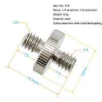 Ministar 1/4 "ตัวผู้เป็น3/8" ตัวผู้อะแดปเตอร์เกลียวอะแดปเตอร์สกรูตัวผู้คู่อะแดปเตอร์สกรูสามขาหัวคู่สตั๊ดแปลงอุปกรณ์เสริมกล้องโลหะ