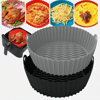 Letabitha【Fast 】9.5นิ้วซิลิโคนหม้อทอด Air Fryer Liner พร้อมที่จับ Non-Stick ทนความร้อนได้หม้อทอด Air Fryer แผ่นเครื่องมือครัว