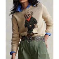 Mens Cartoon Bear Embroidery Sweaters Fashion Long Sleeve Knitted Pullover Sweaters New Wool Cotton Soft Unisex Pullover Men