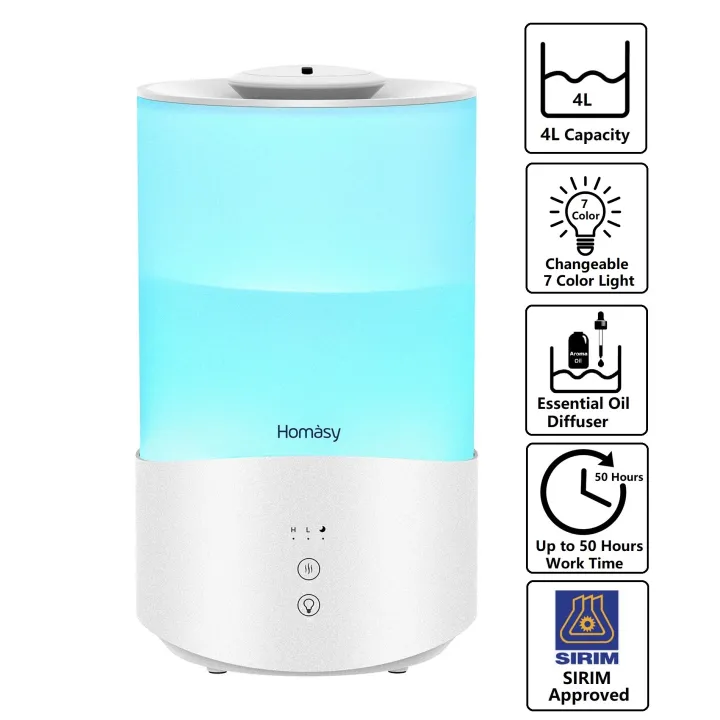 [SIRIM] Homasy 2.5L/4L Air Humidifier Aroma Diffuser, Aroma Oil