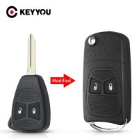 KEYYOU 2 Button Modified Flip Folding Key Shell For Chrysler 300C Jeep Dodge Compass Wrangler Patriot Fob Remote Car Key Case