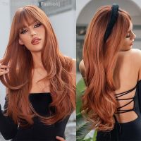 GEMMA Red Brown Copper Ginger Long Straight Synthetic Wigs for Women Natural Wave Wigs with Bangs Heat Resistant Cosplay Hair [ Hot sell ] Gktinoo Fashion