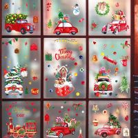 Christmas Window Clings Holiday Decorations Xmas Snowflake Window Sticker Santa Claus Snowman Window Decals For Christmas Party