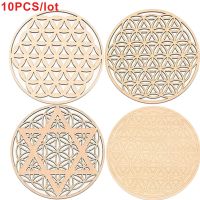 【CC】 10pcs Chakra of Wood Round Carved Coaster for Stone Set Diy Mats