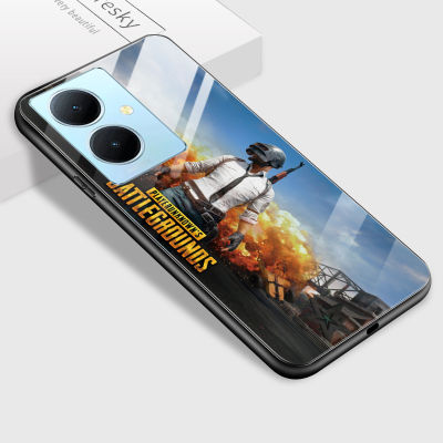 GGK ปลอก Game PUBG เกมมือถือสำหรับ Vivo Y78 Y78 5G + 5G เคสมือถือ GGK สำหรับเด็กผู้ชายกระจกนิรภัยมันวาวเคสฝาหลัง