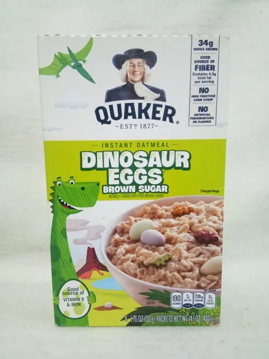 Quaker Instant Oatmeal DINOSAUR EGGS Brown Sugar 8 PACKETS (50g) 14oz